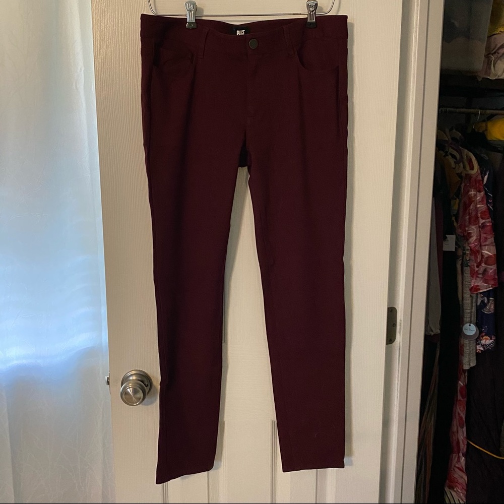 Paige Mid-rise Maroon Skinny Jeans